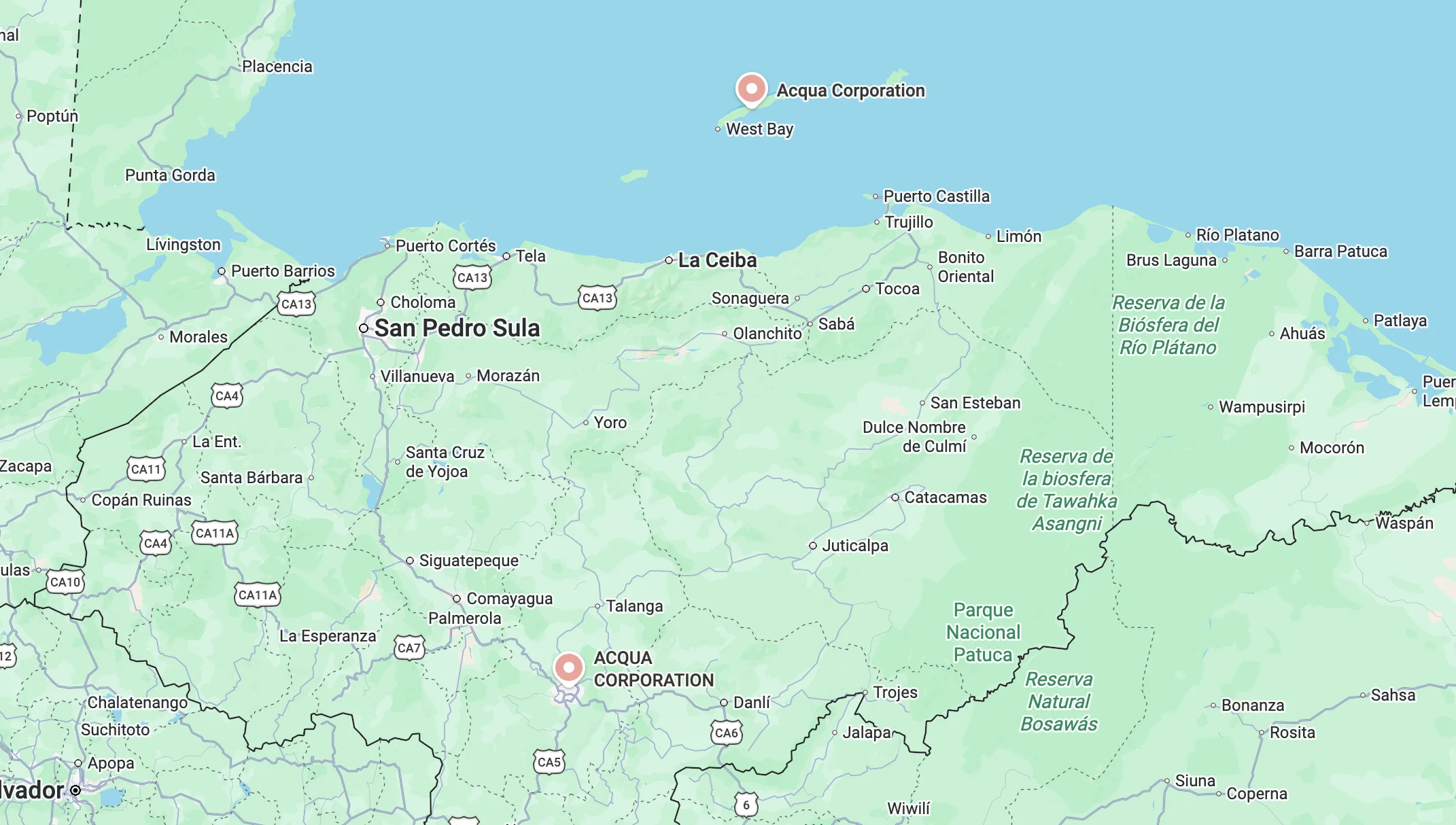 Ubicación ACQUA Honduras